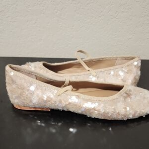 Steve Madden Sparkling Sequin Flats in Cream